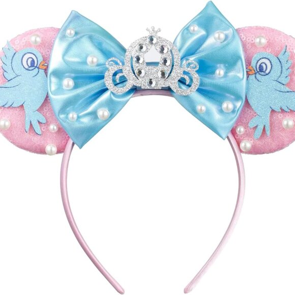 Mouse Ear Headbands Girls Women Glitter Bow Cosplay Party Costume Accessory - Picture 1 of 4